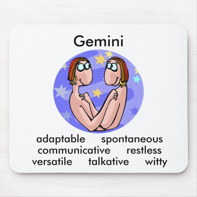Anpassade Gemini-egenskaper med Cute Tecknad Twill Musmatta (Framsidan)