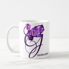 Anpassade Georgianna namn lila blommor Kaffemugg