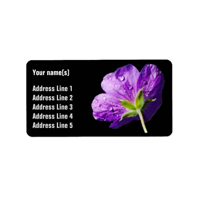 Anpassade Geranium Flower-Adressetiketter Adressetikett (Framsidan)
