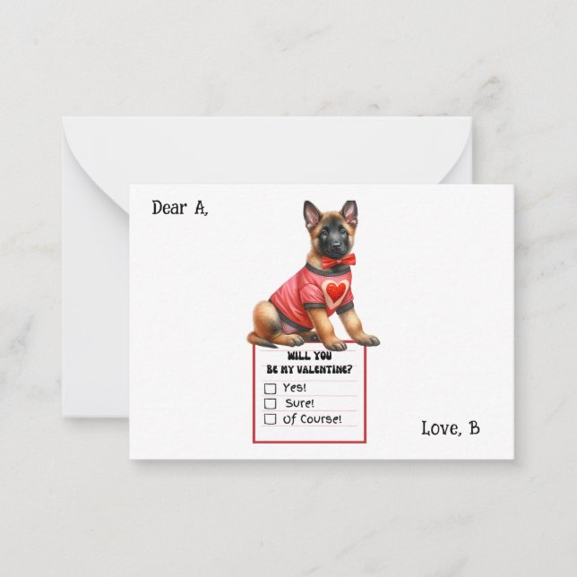 Anpassade German Shepherd Puppy Valentine Anteckningskort (Framsida)