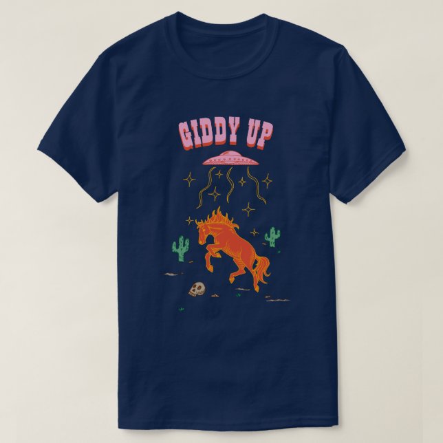 Anpassade Giddy Up Horse UFO Abduction T Shirt (Design framsida)