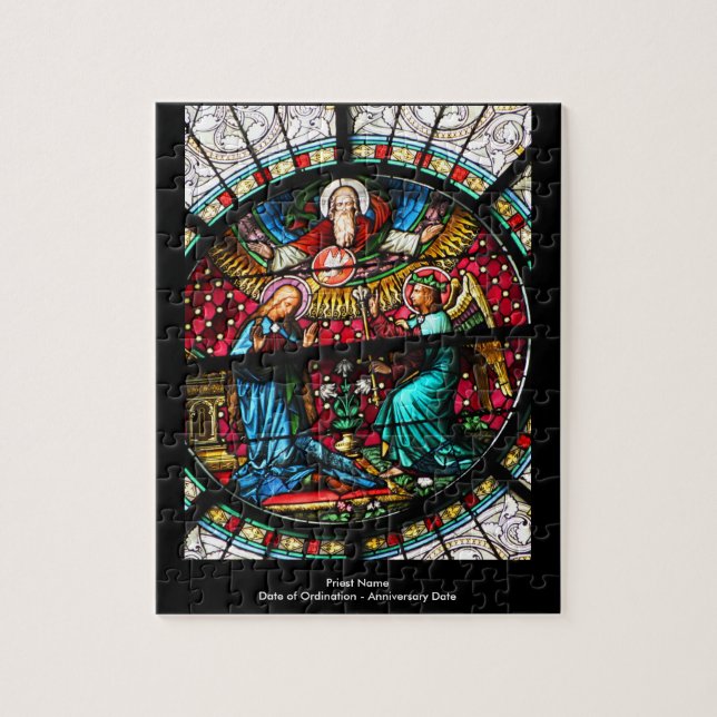 Anpassade Gift for Priest Stached Glass Jigszawa Pussel (Vertikal)