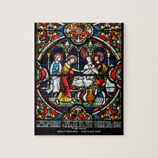 Anpassade Gift for Priest Stached Glass Jigszawa Pussel (Vertikal)