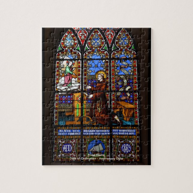 Anpassade Gift for Priest Stached Glass Jigszawa Pussel (Vertikal)