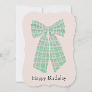 Anpassade Gingham Coquette Bow Birthday Card