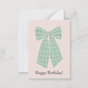 Anpassade Gingham Coquette Bow födelsedag Anteckningskort
