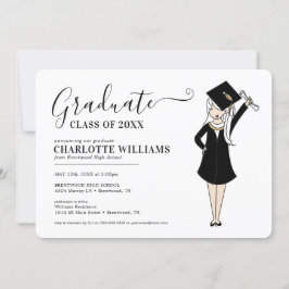 Anpassade Girl Avatar | High School Studenten Inbjudningar