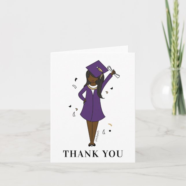 Anpassade Girl Avatar| Högskole Studenten Tack Kort (Framsida)