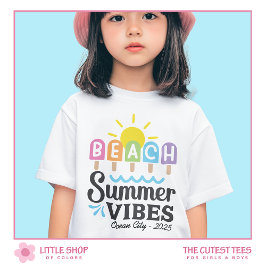 Anpassade Girls, sommar Beach Vibes T Shirt