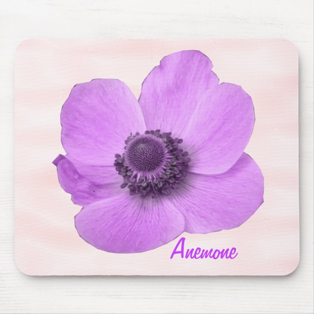 Anpassade Girly Rosa Anemone Mousepad Musmatta (Framsidan)