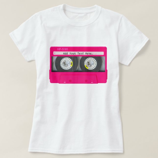 Anpassade Girly Rosa-kassettband T-shirt (Design framsida)