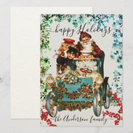 Anpassade Glad jul Chic Rustik Vintage Ephemera Kort