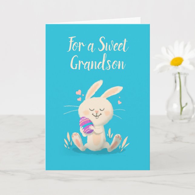 Anpassade Glad påsk Card Bunny Holding Egg Kort (Liten växt)