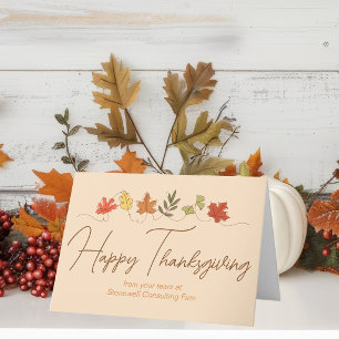 Anpassade Glad Thanksgiving Blad Modern Företag Helgkort