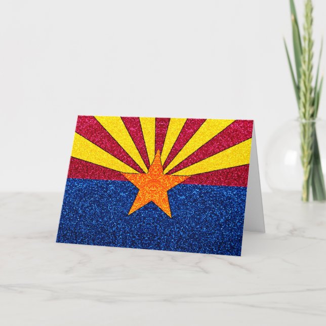 Anpassade glitter Arizona flagga hälsningskort Kort (Framsida)