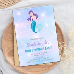 Anpassade Glittery Ocean Party Inbjudan