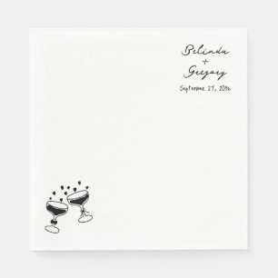 Anpassade Gnistrande Vin Torn Doodles Bröllop Pappersservett