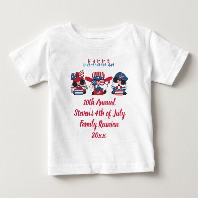 Anpassade Gnome 4 juli familjeåterförening T Shirt (Framsida)