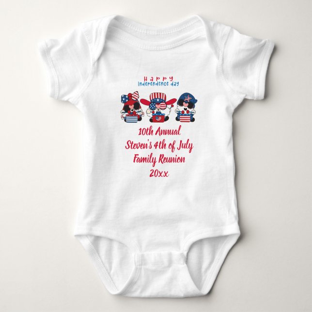 Anpassade Gnome 4 juli familjeåterförening T Shirt (Framsida)
