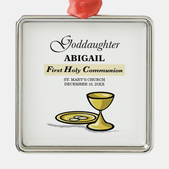 Anpassade, Goddotters första samfund Chalice Julgransprydnad Metall (Framsidan)