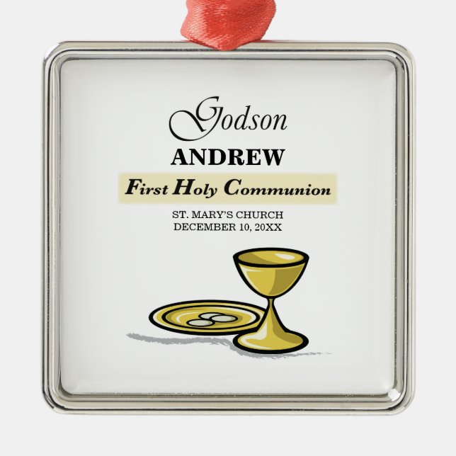 Anpassade, Godson First Communion Chalice Julgransprydnad Metall (Framsidan)