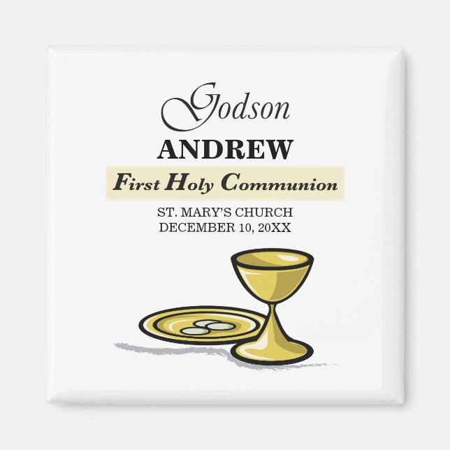 Anpassade, Godson First Communion Chalice Magnet (Framsidan)