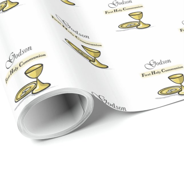 Anpassade, Godson First Communion Chalice Presentpapper (Rullad Hörn)