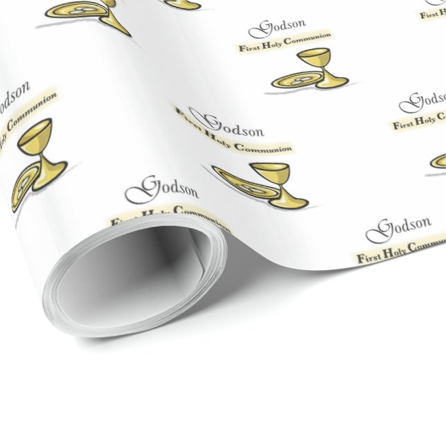 Anpassade, Godson First Communion Chalice Presentpapper (Rullad Hörn)