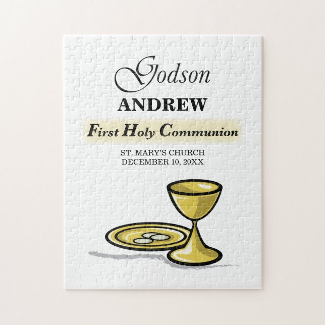 Anpassade, Godson First Communion Chalice Pussel (Vertikal)