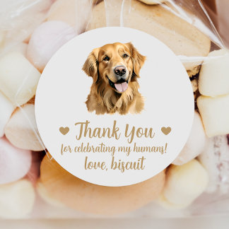 Anpassade Golden Retriever Hund Bröllopspresent St Runt Klistermärke
