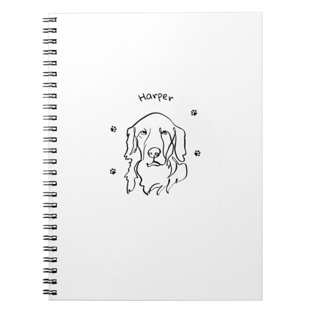 Anpassade Golden Retriever Line Art Anteckningsbok (Framsidan)