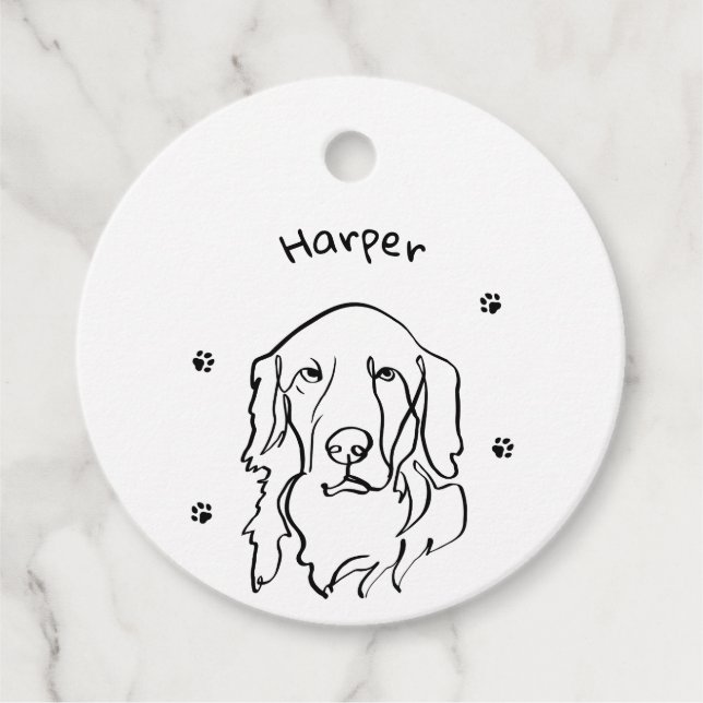 Anpassade Golden Retriever Line Art Gåvor Etiketter (Framsida)