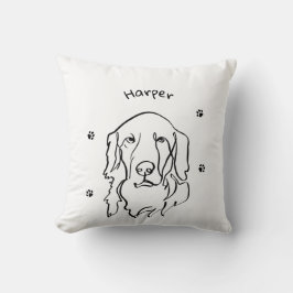 Anpassade Golden Retriever Line Art Kudde