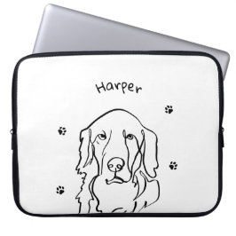 Anpassade Golden Retriever Line Art Laptop Fodral
