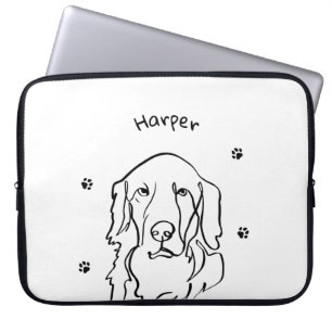 Anpassade Golden Retriever Line Art Laptop Fodral