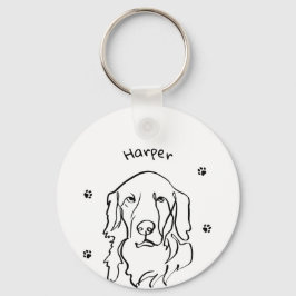 Anpassade Golden Retriever Line Art Nyckelring