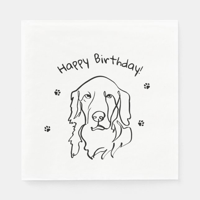 Anpassade Golden Retriever Line Art Pappersservett (Framsidan)