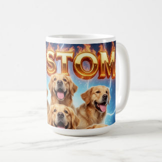 Anpassade Golden Retrievers Kosmisk Blixtdesign Kaffemugg