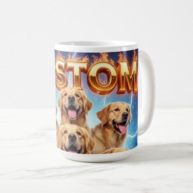 Anpassade Golden Retrievers Kosmisk Blixtdesign Kaffemugg (Framsida höger)