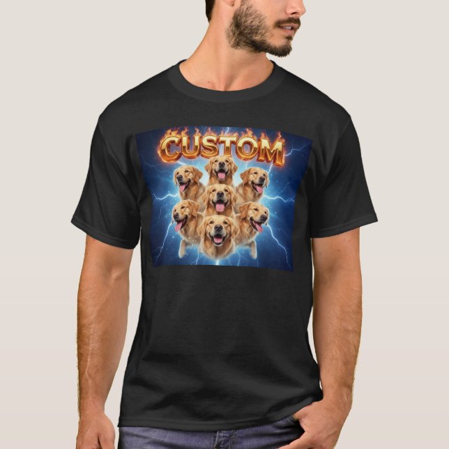 Anpassade Golden Retrievers Kosmisk Blixtdesign T Shirt (Framsida)