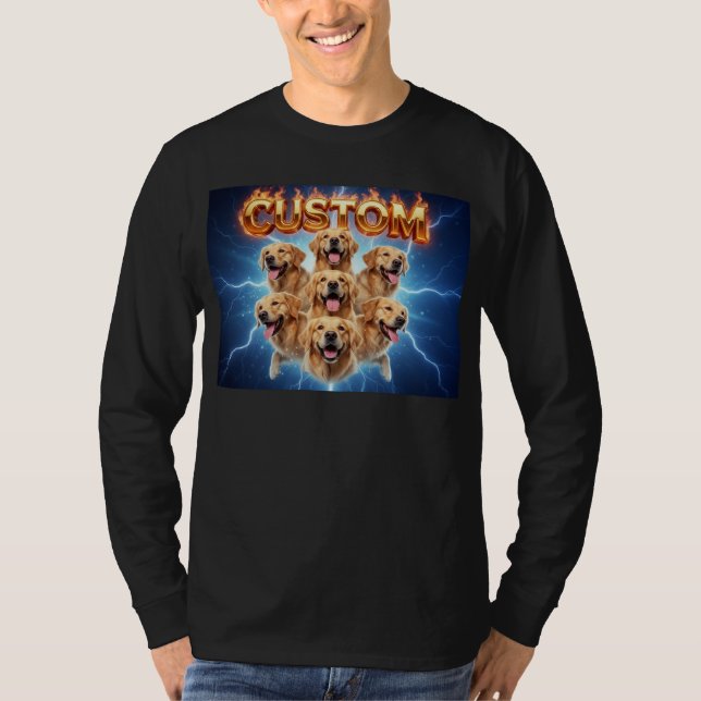 Anpassade Golden Retrievers Kosmisk Blixtdesign T Shirt (Framsida)