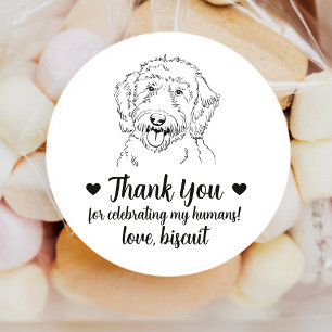 Anpassade Goldendoodle Hund Bröllop Present Kliste Runt Klistermärke