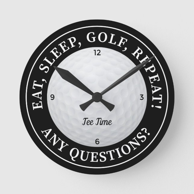 Anpassade golfbollar Sport Golfare Dekor Svart & V Rund Klocka (Framsida)