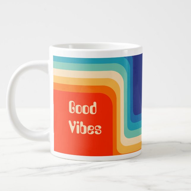 Anpassade Good Vibes 70s Ombre Jumbo Mugg (Vänster)