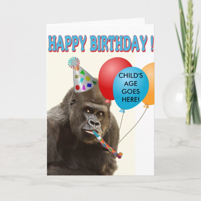 Anpassade Gorilla Birthday Card Kort (Framsida)