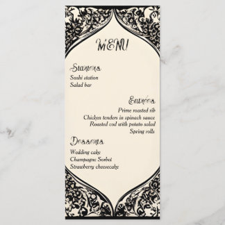 Anpassade Gothic Bröllop Menu Meny