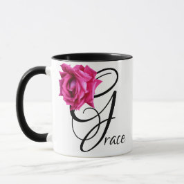 Anpassade Grace namn rosa ros blommigt boho Mugg