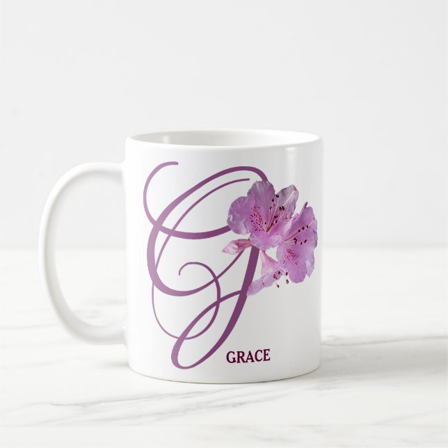 Anpassade Grace namn söt rosa blommor blommigt  Kaffemugg (Vänster)