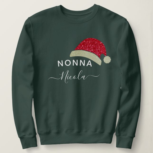 Anpassade Grandma Nonna jul Jultomten T Shirt (Design framsida)
