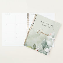 Anpassade Grått Blommigt Baby Shower Gift Planner